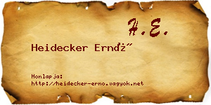 Heidecker Ernő névjegykártya